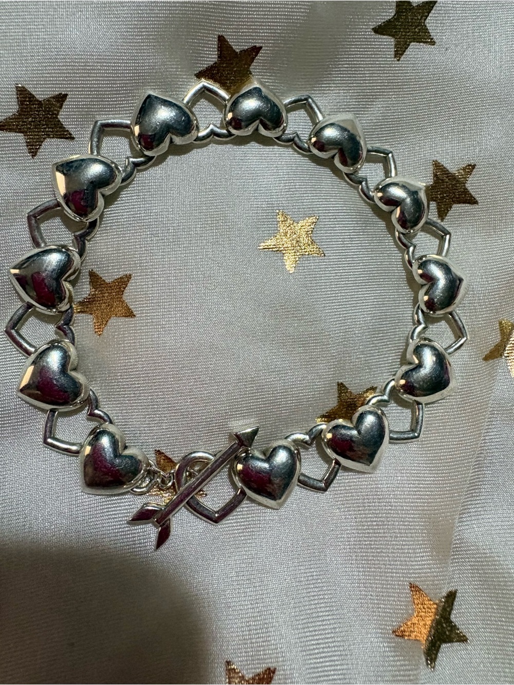 Tiffany & Co. Sterling Silver Heart Link Bracelet with Arrow Toggle